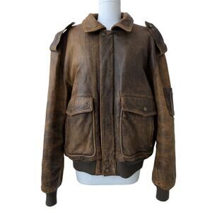 kenneth gordon vintage flight pilot leather bomber jacket